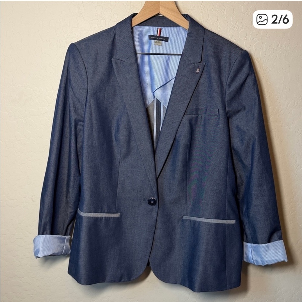 Tommy Hilfiger Classic Blue Denim Blazer, Size 16 - Picture 2 of 6